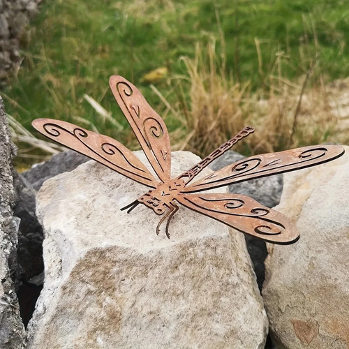 Rustic metal dragonfly garden - rustic,