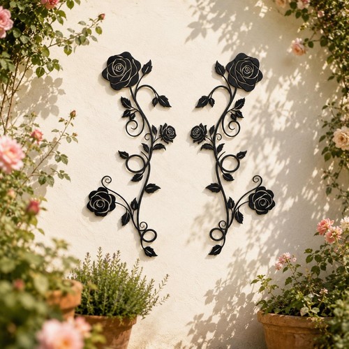 2pcs metal rose wall art - metal,